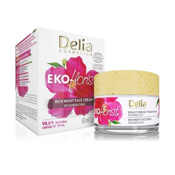 Delia Cosmetics - EKOflorist - Crème de nuit réparatrice - Formule riche - Cosmétique naturel végétalien avec beurre de karit