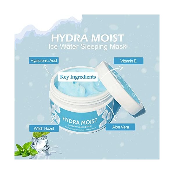 Moist Ice Water Sleeping Mask,Moisturizer Skin Care Lotion Cream,Multi-Purpose Hydrating Collagen Hyaluronic Acid Cream Moist