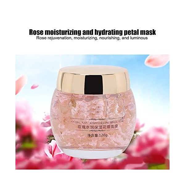 Masque Hydratant aux Pétales de Rose de 4,2 Oz, Crème de Nuit Hydratante pour le Visage de Nuit, Nourrissant et Réparateur po