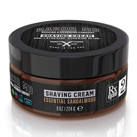 Shaving Cream - Creme a Raser | Essential Sandalwood - Non Moussant | Paraben Free, All Natural, Made In USA