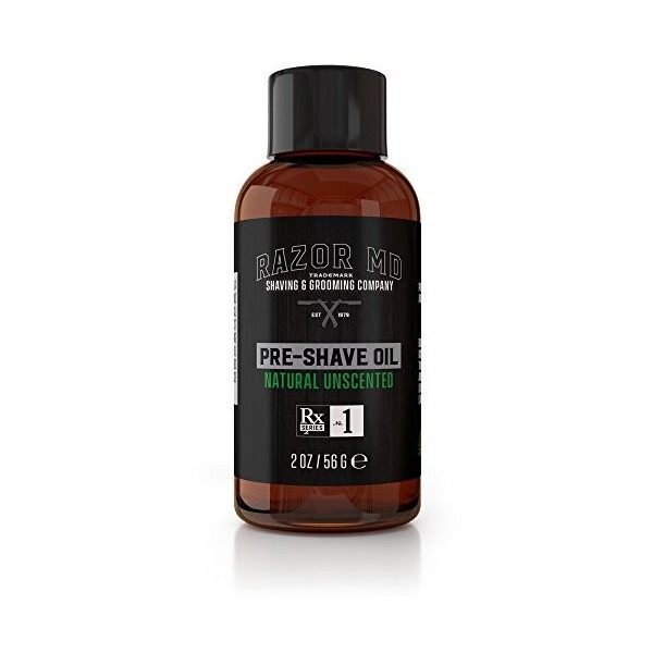 RAZOR MD Natural Unscented Pre-shave Oil for Men, Comfortable Effortless Shaving with Intense Hydration, Cruelty Free and Nat