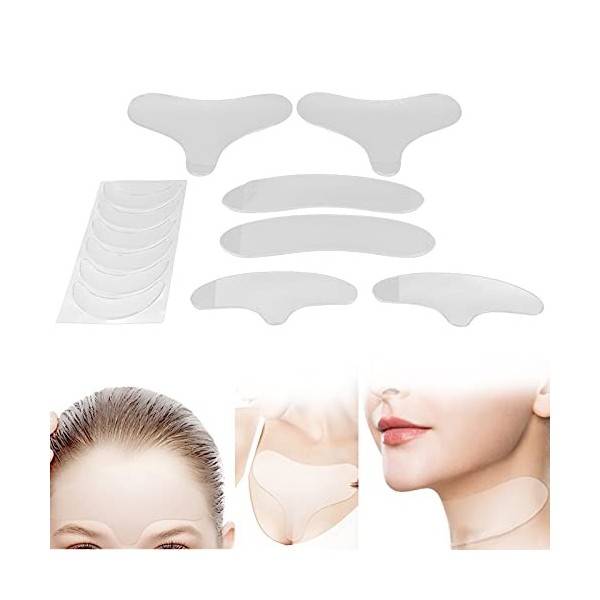 Patchs anti-rides, patchs anti-rides transparents en silicone lavable pour le visage pour la poitrine pour le cou pour le fro