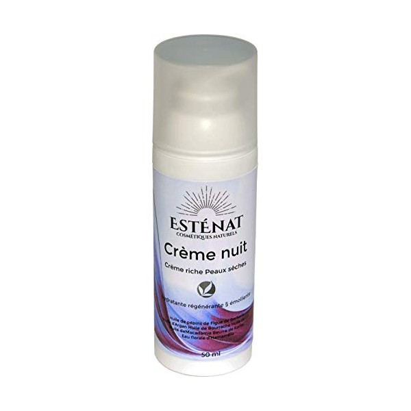 ESTÉNAT produits Naturels - Crème de Nuit naturelle française qualité bio, 50 ml - Crème riche et ultra nourrissante sans fin