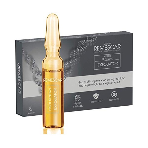 Remescar Exfoliant Régénérant Nuit 5 Ampoules - Régénère la peau - Réduit les signes de lâge - Élimine les cellules mortes -