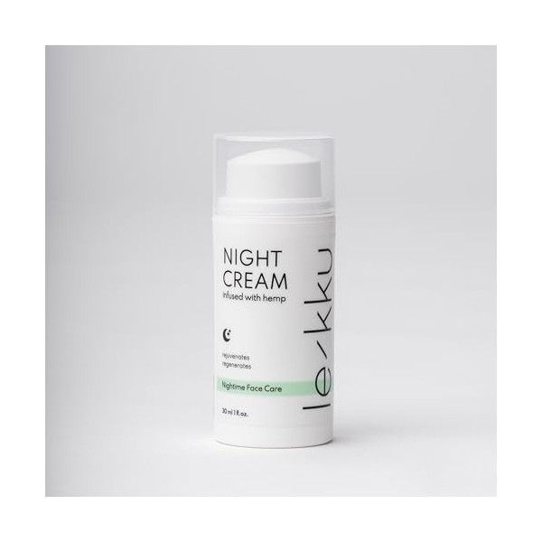 Crème de nuit au chanvre | Ingrédients dorigine naturelle - 95,725% | par Le-kku