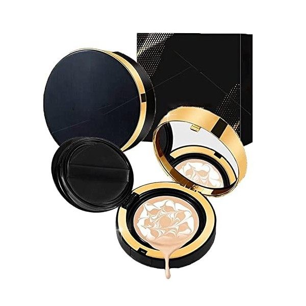 Air Cushion BB Cream Waterproof Foundation, Water Bead Tricolor Latte Concealer Cushion,Long-Lasting Moisturizing Air Cushion