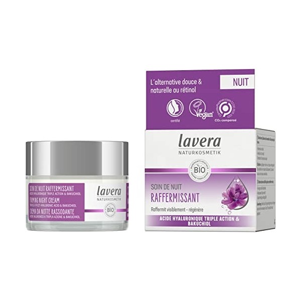 lavera Soin De Nuit Raffermissant - anti-âge - Cosmétiques naturels - Ingrédients végétaux bio - Le bakuchiol & L’acide hyalu