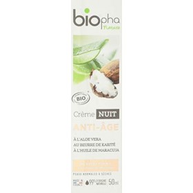 Biopha Nature – Crème Nuit Anti Âge Certifiée Biologique – Aloe Vera, Huile de Maracuja & Beurre de Karité – Raffermit et Nou
