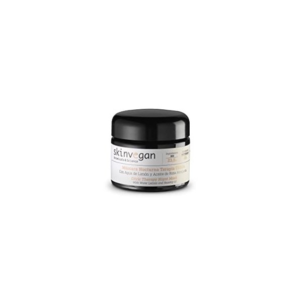 SKINVEGAN - Crème de nuit/Masque de nuit Citrus Therapy, Prévient la formation des rides. Contient de leau de citron, de la 