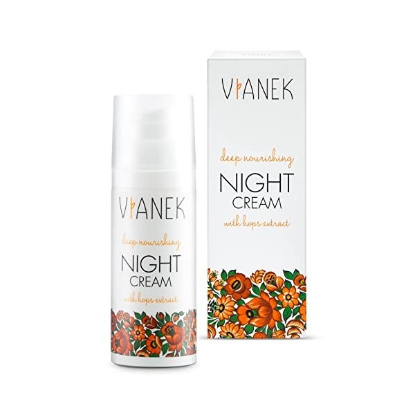 VIANEK Crème de nuit revitalisante pour tous les types de peaux. Cosmétique naturel pour le visage et le cou. Taille 50 ml.
