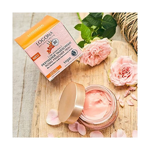 LOGONA Naturkosmetik Crème anti-âge pour peaux matures et matures - Crème de jour à largousier bio et à leau de rose de Dam