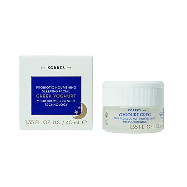 KORRES Crème Nuit Visage Yaourt Grec & Probiotiques pour Tous Types de Peaux/Même Sensibles 40 ml