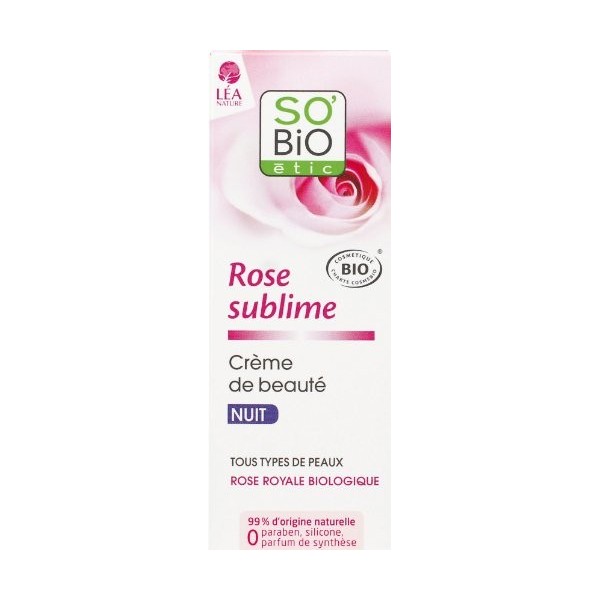 SoBio Étic Rose Sublime Crème de Beauté Nuit Flacon de 50 ml