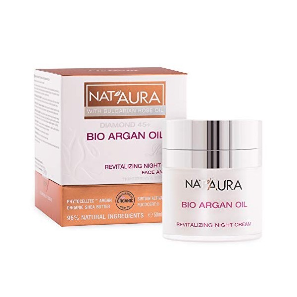 BioFresh NatAura Crème de nuit 45+ à lhuile de rose bio et à lhuile dargan organique – Produit naturel 50 ml