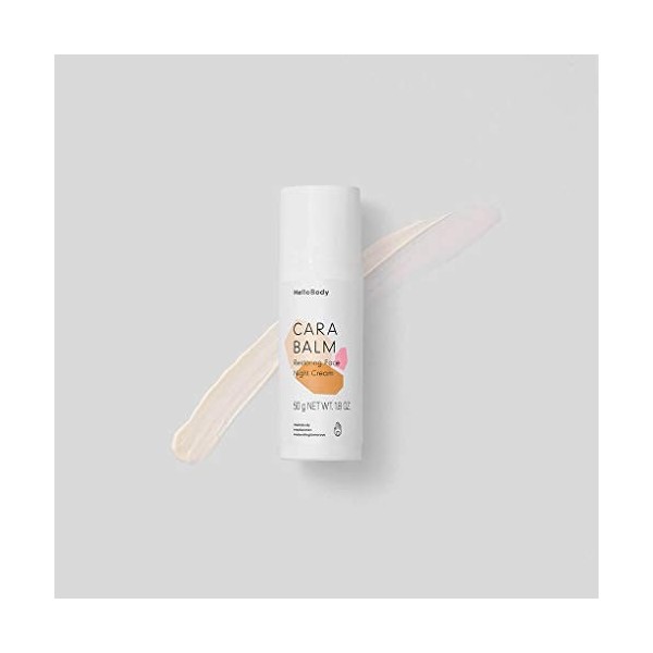 HelloBody CARA BALM Crème de nuit restauratrice 50 ml – Crème hydratante visage pour peau sèche – Soin visage vegan aux pro