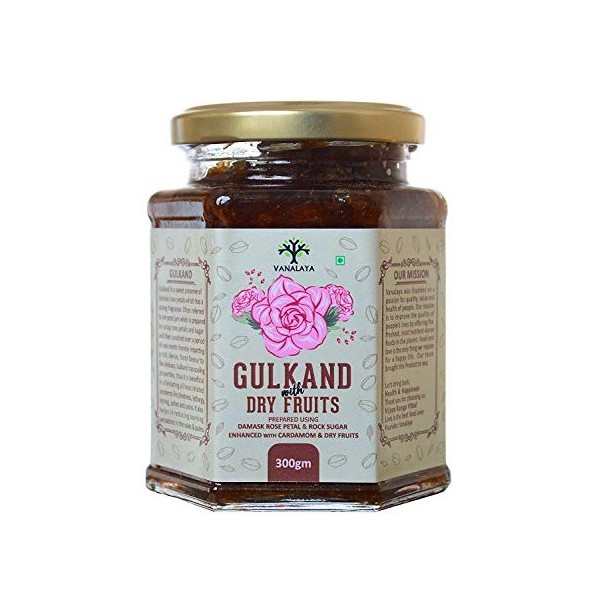 Glamorous Hub Vanalaya Gulkand biologique naturel préparé à laide de rose de Damas avec des fruits secs 300 grammes lembal