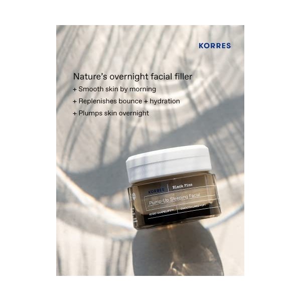 KORRES Black Pine 4D Bio-ShapeLift Crème de nuit repulpante pour peaux fermes, testée dermatologiquement, végétalien, 40 ml
