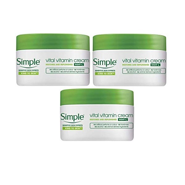 Simple Vital Lot de 3 crèmes de nuit à la vitamine 50 ml