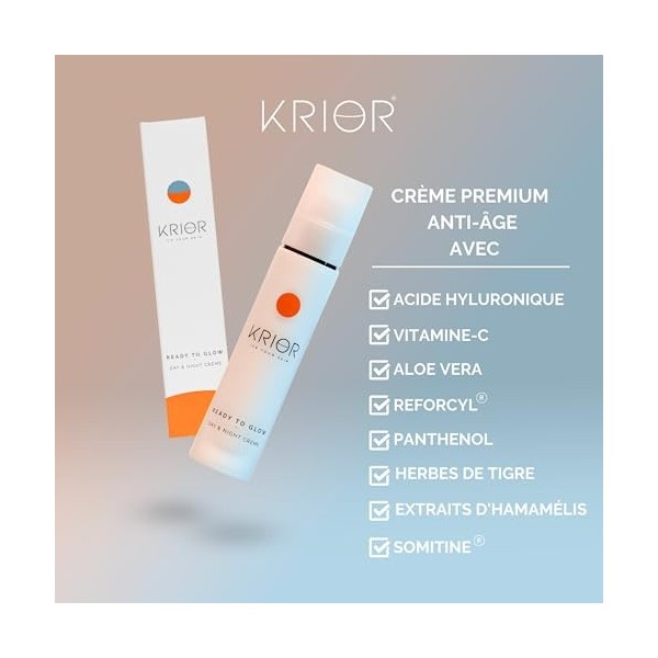 Crème de jour et de nuit KRIOR 50 ml - Soin anti-âge premium - contre les rides - crème pour le visage pour le jour et la nui