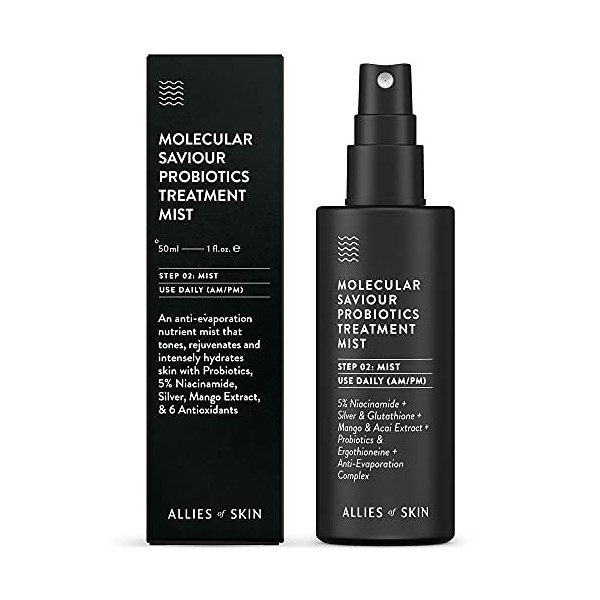 Allies of Skin Molecular Saviour Probiotics Treatment Mist: Niacinamide, Glutathione. Face Spray for Healing Hydration and An