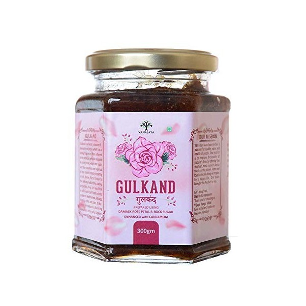 Glamorous Hub Vanalaya Gulkand biologique naturel préparé à laide de rose de Damas rehaussée de cardamome 300 grammes lemb