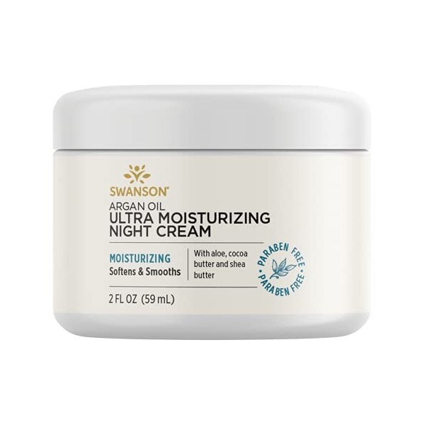 Argan Oil Ultra Moisturizing Night Cream, 95% Natural 2 fl oz 59 ml Cream by Swanson Premium