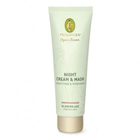 PRIMAVERA Night Cream & Mask Smoothing & Renewing 50 ml – Cosmétique naturel – Crème de nuit et leave – Masque pour peaux mat