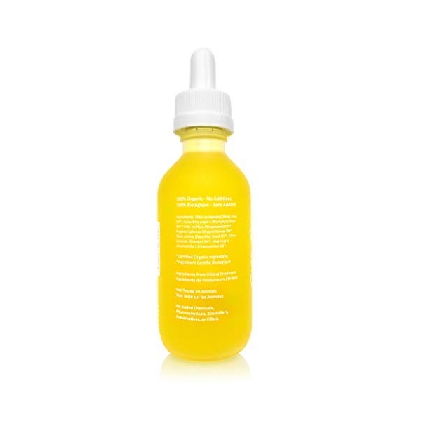 Huile Pour le Visage 100% Biologique à la Vitamine C - 2 oz. Sérum Anti-âge Naturel Pour Soins de la Peau, Rides et Ridules, 