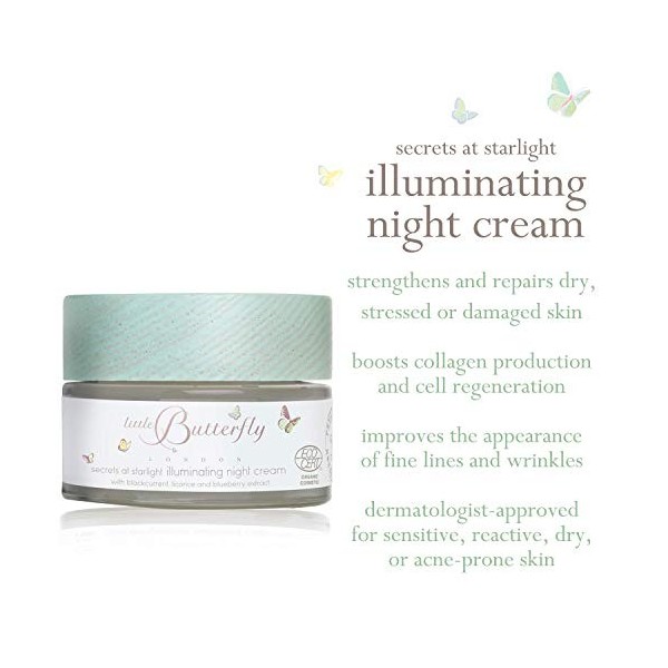 Little Butterfly London Secrets At Starlight Illuminating Night Cream for Mums Repairs and Replenishes with Natural Ingredien