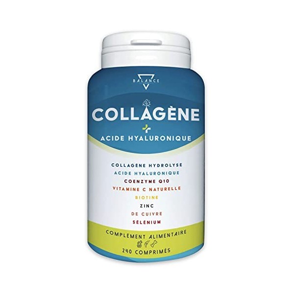 COLLAGENE HYDROLISE 2000MG - 240 COMPRIMÉS | Collagene et Acide Hyaluronique | Collagène, Acide Hyaluronique, Coenzyme Q10, V