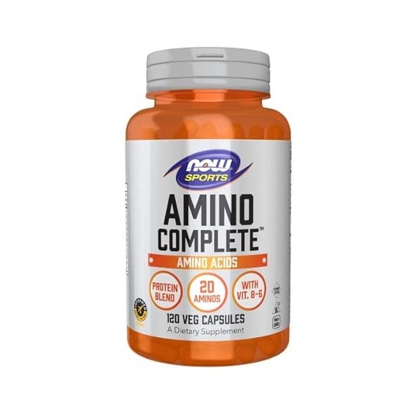 Now Foods, Amino Complete Mélange dAcides Aminés , 120 Capsules végétariennes, avec BCAA, Testé en Laboratoire, Sans Gluten