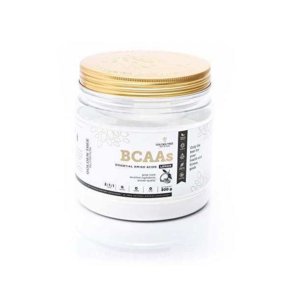 BCAA en Poudre 300g - Ratio dacide aminé 2:1:1 - Saveur de citron - Acide aminé à chaîne ramifiée, soluble dans leau de Gol