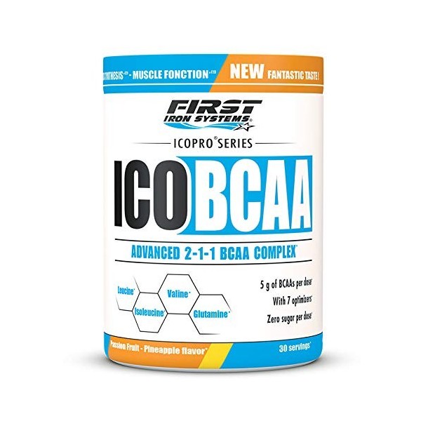 ICO BCAA 300g Acides aminés branchés Fruits passion ananas, 1 pot 