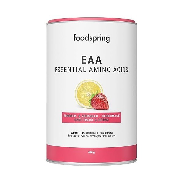 foodspring EAA Poudre avec électrolytes pour pre-workout et musculation - avec tous les acides aminés - sans sucre & sans lac