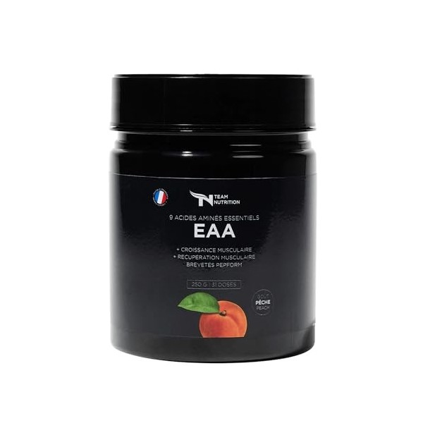 EAA TEAM NUTRITION | EAA Complex avec 9 Acides Aminés Essentiels | Assimilation Optimal | Sans Aspartame | 250g | Favorise Dé