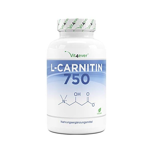 L-Carnitine - 180 capsules végétaliennes - Fortement dosé avec 3000 mg par portion journalière - Premium : 100% L-Carnitine T