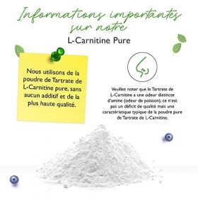 L-Carnitine Pure - 300 g de poudre pure sans additifs - 100% L-Carnitine Tartrate - 100 portions avec 3000 mg de Carnitine en