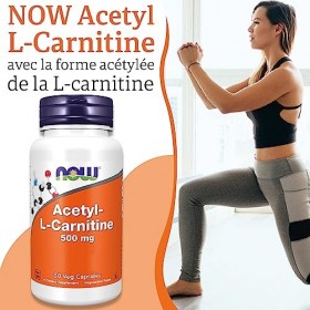 Now Foods, Acetyl-L-Carnitine, 500 mg, 50 Gélules végétaliennes, Testé en Laboratoire, Acide Aminé, Sans Gluten, Sans Soja, V