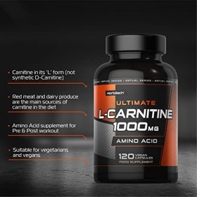 L Carnitine 1000mg | 120 gélules végétaliennes | Keto Friendly pour hommes et femmes | par Horbaach