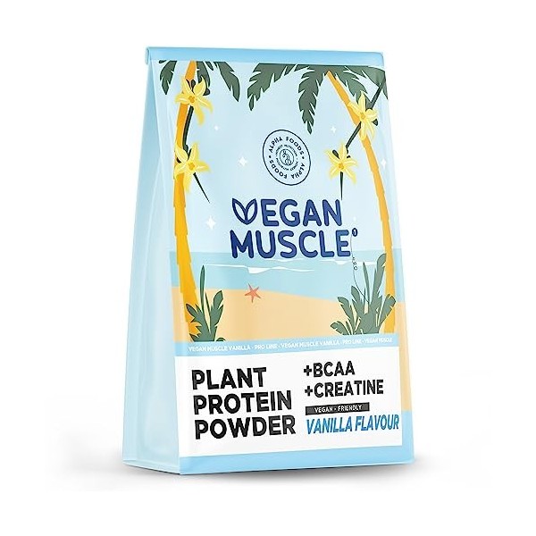 Proteine Vegan Musculation - VANILLE - Enrichies en BCAA et créatine - Proteine vegetale issues de graines germées - 600 g de