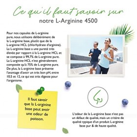 L-Arginine - 365 gélules végétaliennes - Premium : 4500 mg de L-arginine pure par dose journalière - Fabriqué par fermentatio