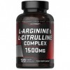 L Arginine Citrulline 1500 mg | L Arginine 1000 mg et L Citrulline 500 mg | 120 Gélules | Complexe de supplément dacides ami