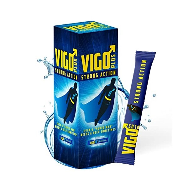 VIGOPLUS® - 10 STICKPACKS BLEUS | Supplément pour hommes pour maximiser la force et lendurance | 12 Actifs avec Maca, Argini