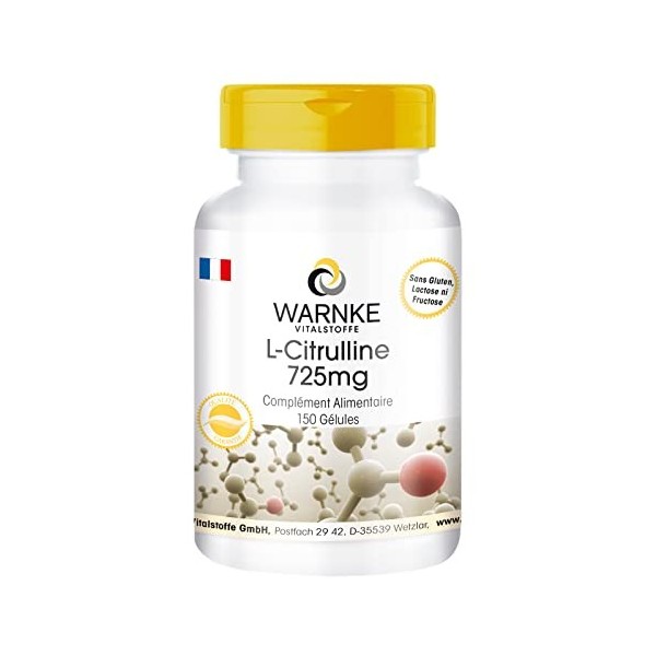 Gélules de Citrulline - 725mg - vegan - 150 gélules - Acide aminé | Warnke Vitalstoffe