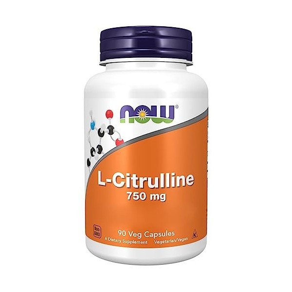 Now Foods, L-Citrulline, 750mg, 90 Capsules végétaliennes, Acide Aminé, Testé en Laboratoire, Sans Gluten, Sans Soja, Sans OG