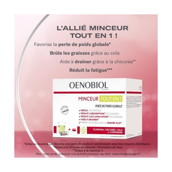 OENOBIOL - Compléments Alimentaires - Minceur – Minceur tout en 1 – Perte de poids – Aide à drainer – Ventre plat – Programme