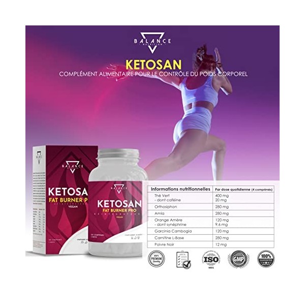 KETOSAN® - 120 Comprimés | Bruleur de Graisse Puissant | Coupe Faim | Perte de Poids | Maigrir Rapidement Efficacement | Comp