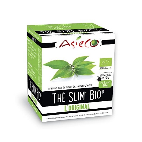 Thé Slim Bio LOriginal Boîte de 20 Sachets de 1,5g - Boisson Détox Minceur Efficace - Produit de Qualité Issu de lAgricultu