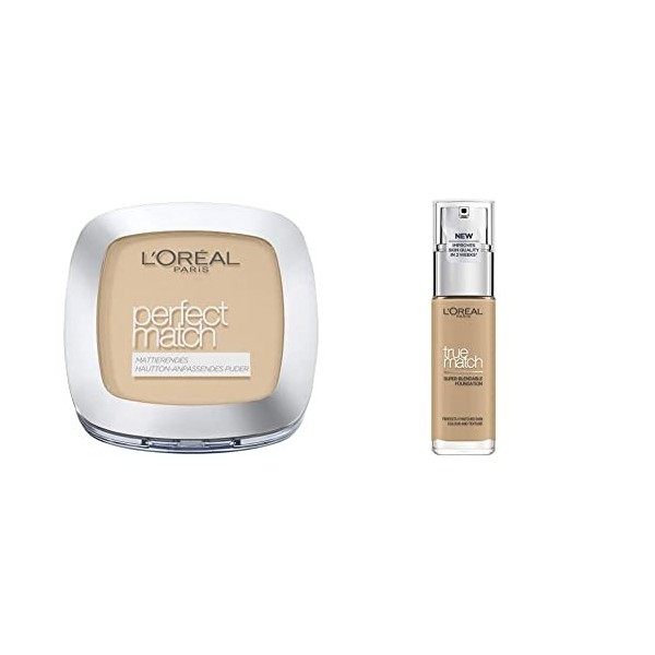 LOr?al Paris Perfect Match Compact Powder N4 Beige & LOréal Paris Teint Perfect Match, deckendes Make Up - Fusion Parfaite 