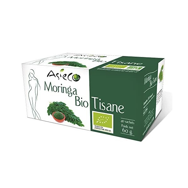 Tisane Moringa Bio Boîte de 40 Sachets de 1,5g - Produit de Qualité Issu de lAgriculture Biologique - Analysé par Laboratoir